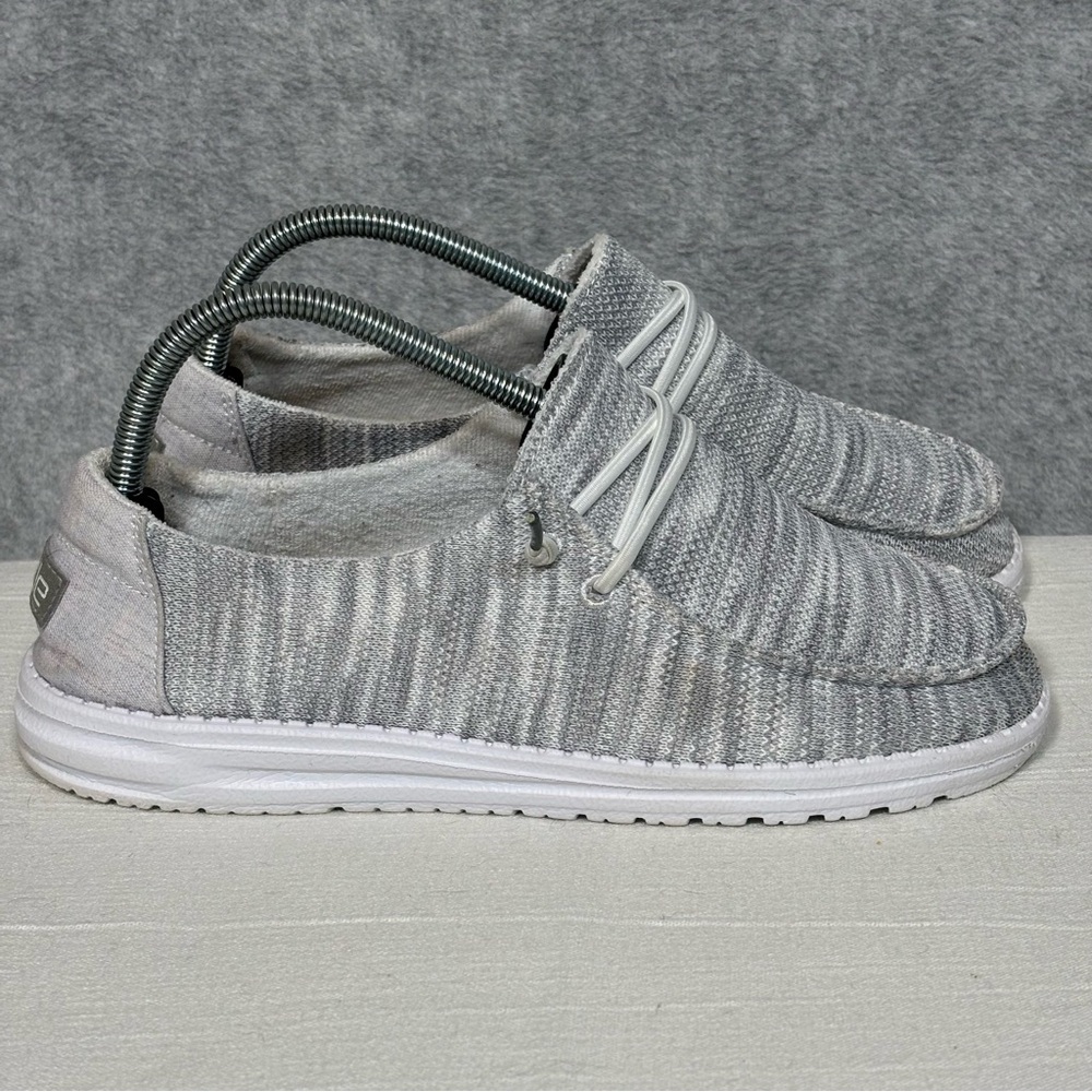 Hey Dude Wendy Sox Slip-On Shoes-Glacier Grey/White-Women Size 8